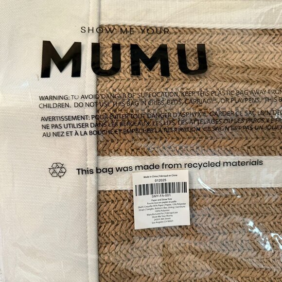Show Me Your Mumu Sunseeker Large Straw Tote Bag NWT FabFitFun Collab Beach Bag - Picture 10 of 11